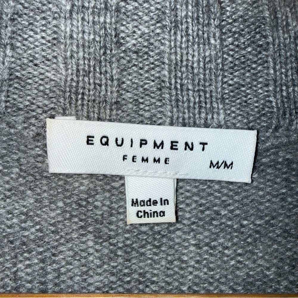 Equipment Femme ‘Abel’ Cashmere Wool Slit Mock Neck Sweater M Gray Pullover - Picture 3 of 4